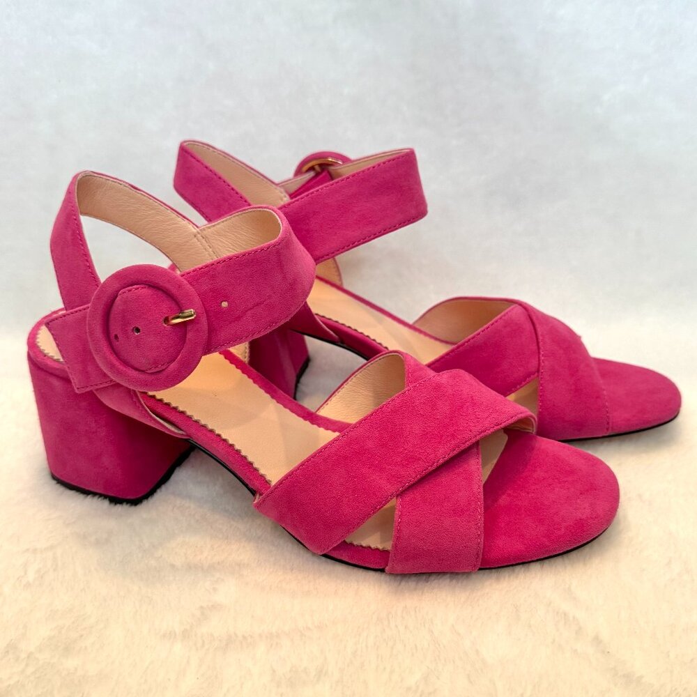 J. Crew Pink Suede Penny Sandals NWOT - Picture 2 of 7